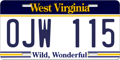 WV license plate OJW115