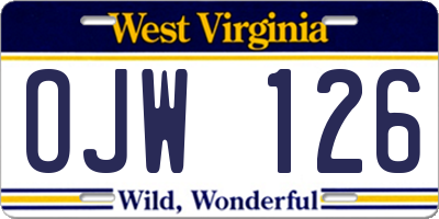 WV license plate OJW126
