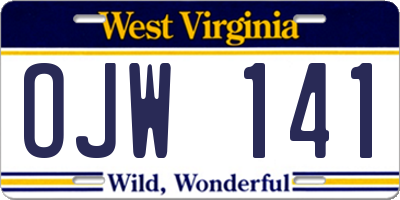 WV license plate OJW141