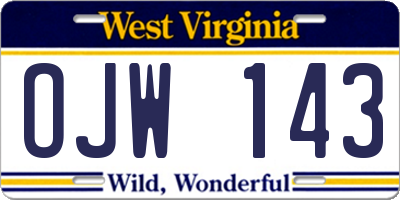 WV license plate OJW143