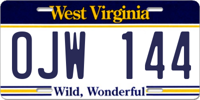 WV license plate OJW144