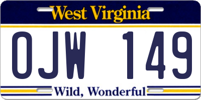 WV license plate OJW149