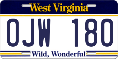 WV license plate OJW180