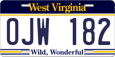 WV license plate OJW182