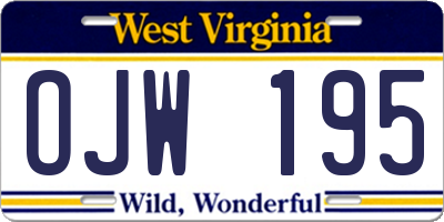 WV license plate OJW195
