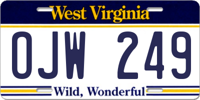 WV license plate OJW249