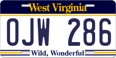 WV license plate OJW286