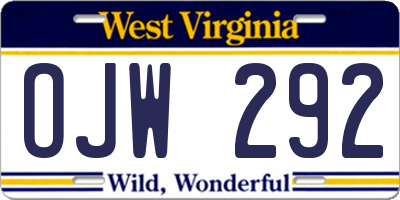 WV license plate OJW292