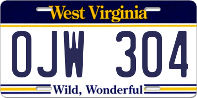 WV license plate OJW304