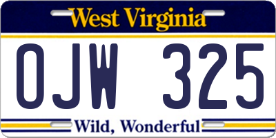 WV license plate OJW325