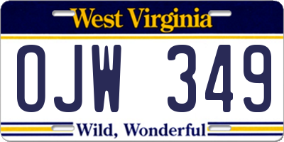 WV license plate OJW349