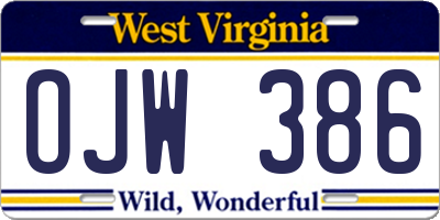 WV license plate OJW386