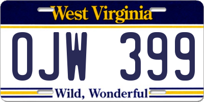 WV license plate OJW399