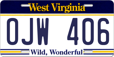 WV license plate OJW406