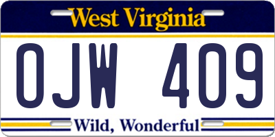 WV license plate OJW409