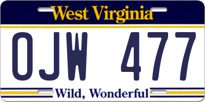 WV license plate OJW477