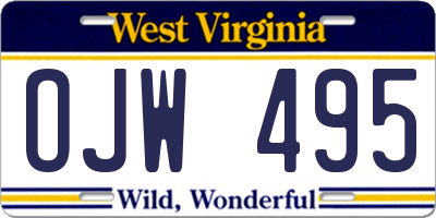 WV license plate OJW495
