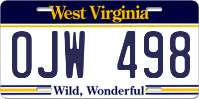 WV license plate OJW498