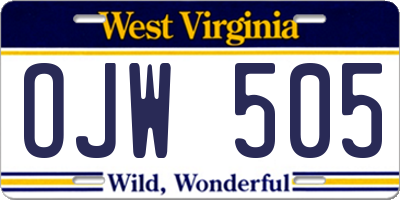 WV license plate OJW505