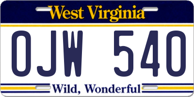 WV license plate OJW540