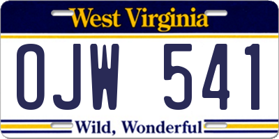 WV license plate OJW541