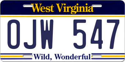 WV license plate OJW547