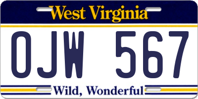 WV license plate OJW567