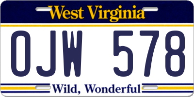 WV license plate OJW578