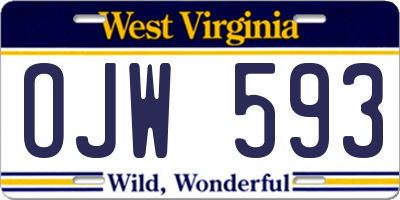 WV license plate OJW593