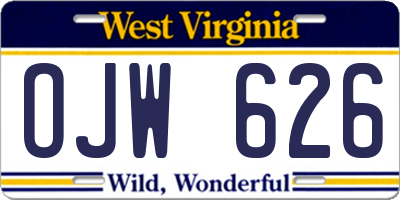WV license plate OJW626