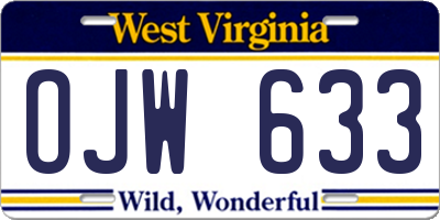 WV license plate OJW633