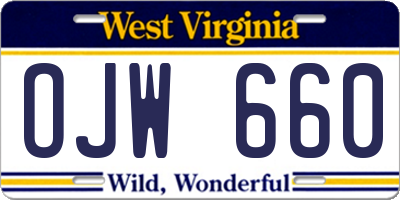 WV license plate OJW660