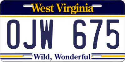 WV license plate OJW675