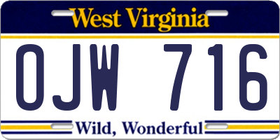 WV license plate OJW716