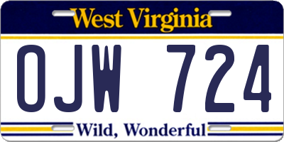WV license plate OJW724