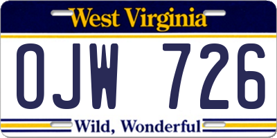 WV license plate OJW726