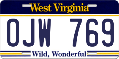 WV license plate OJW769