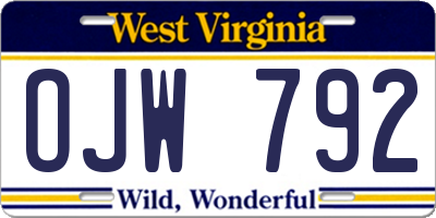 WV license plate OJW792