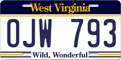 WV license plate OJW793