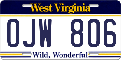 WV license plate OJW806