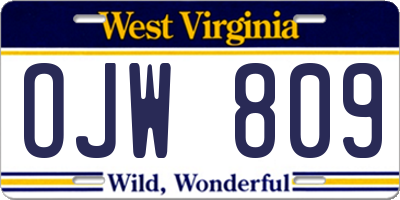 WV license plate OJW809