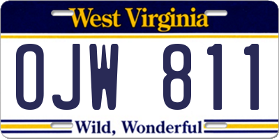 WV license plate OJW811