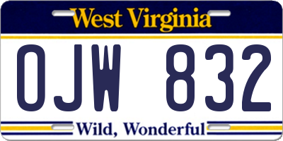 WV license plate OJW832