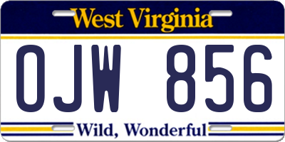 WV license plate OJW856