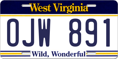 WV license plate OJW891