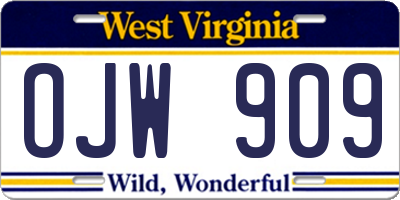 WV license plate OJW909