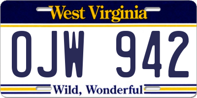 WV license plate OJW942