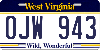 WV license plate OJW943