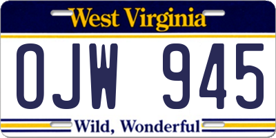 WV license plate OJW945