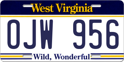 WV license plate OJW956